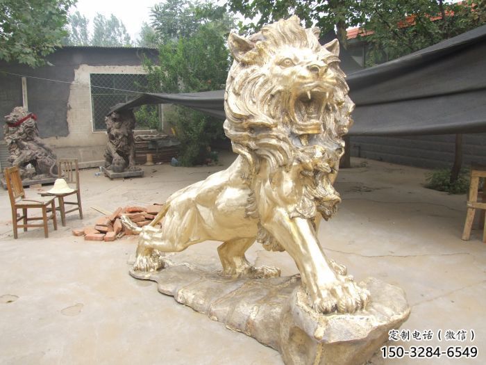 景區獅子雕塑觀賞型，公園小品，景觀走獅雕塑生產商