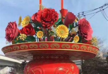 花籃雕塑訂做，街道標識，小區(qū)花籃雕塑定做