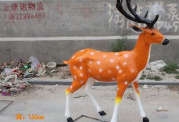 仿真小鹿雕塑，彩繪工藝，玻璃鋼動(dòng)物雕塑廠家