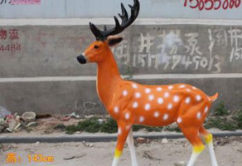 小鹿仿真雕塑，動(dòng)物美陳小品，玻璃鋼彩繪動(dòng)物雕塑廠家