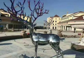 仿真梅花鹿雕塑制造商，城區小品，不銹鋼動物雕塑制作