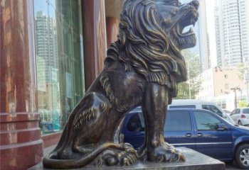 獅子雕塑訂做，城市雕塑，景觀(guān)趴獅雕塑制作