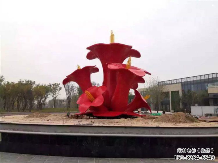 烤漆梧桐花雕塑制造商，室外軟裝，景觀梧桐花雕塑制作廠家