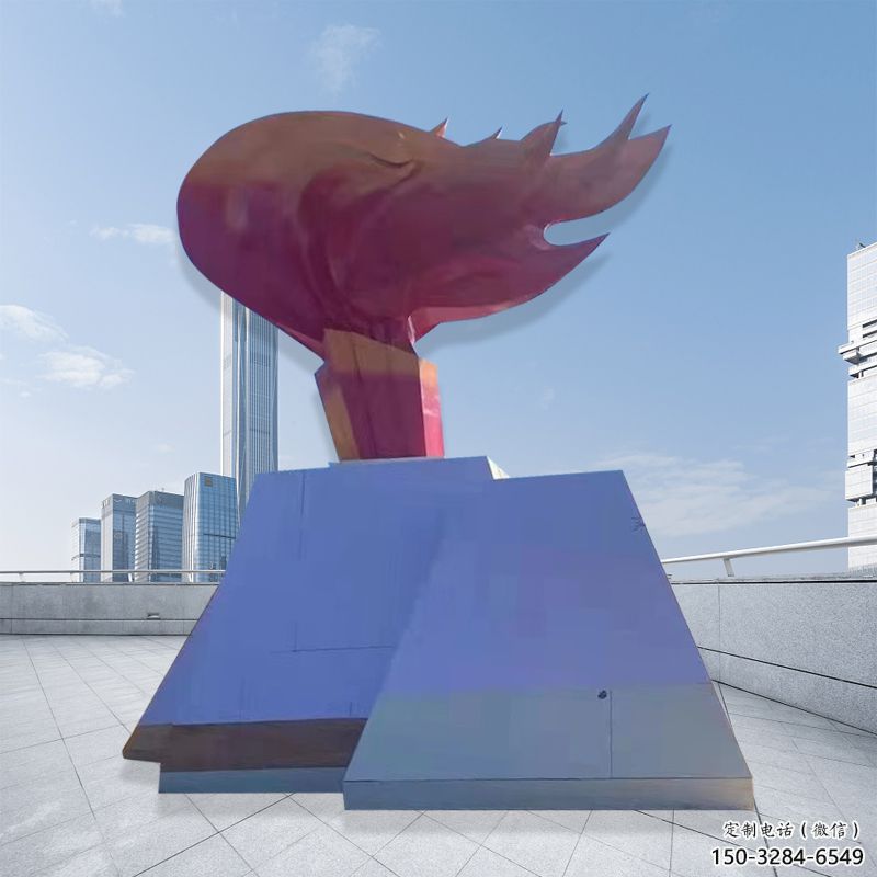 火炬雕塑承接，景區(qū)案例，不銹鋼火炬雕塑定制