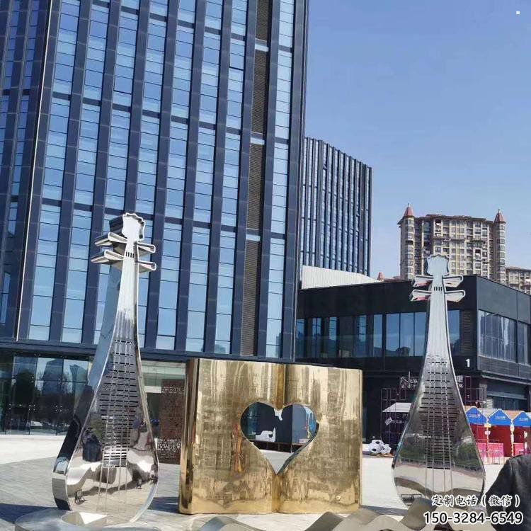 提琴雕塑展品，花園小品，鏡面不銹鋼提琴雕塑優(yōu)選