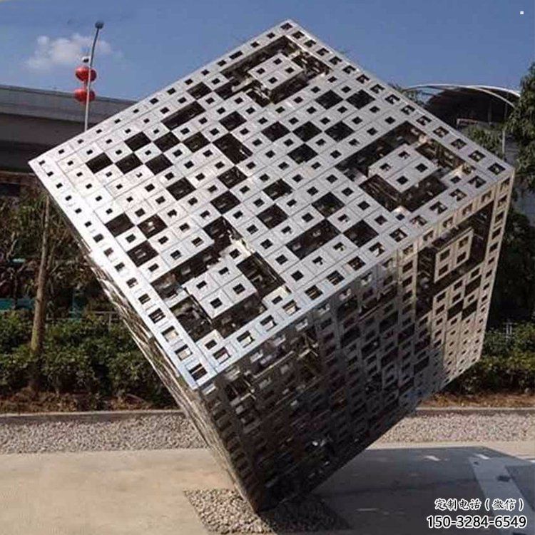 方塊方案展品，街頭雕塑，地產(chǎn)不銹鋼方塊雕塑供需