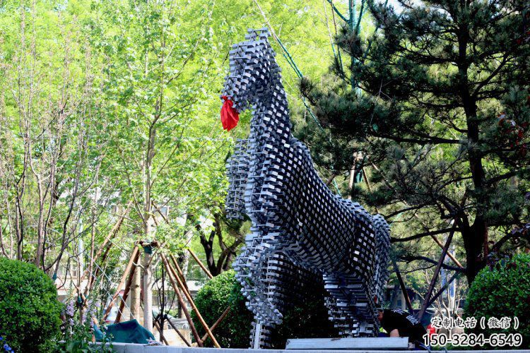 方塊馬雕塑精選，公園小品，抽象方塊馬雕塑廠家