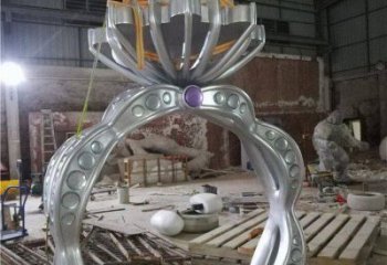不銹鋼鉆戒雕塑制造，白鋼構件，鉆戒雕塑提供