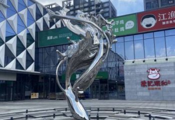 校園海浪雕塑，拉絲景觀雕塑，抽象主題