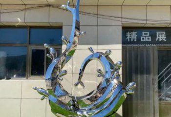 藝術景觀美陳雕塑，不銹鋼海浪雕塑廠家，拋光工藝
