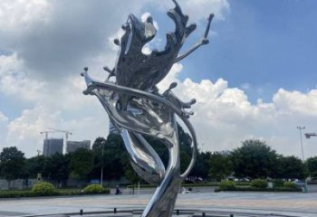 園林海浪雕塑，噴漆景觀雕塑，鏡面形式