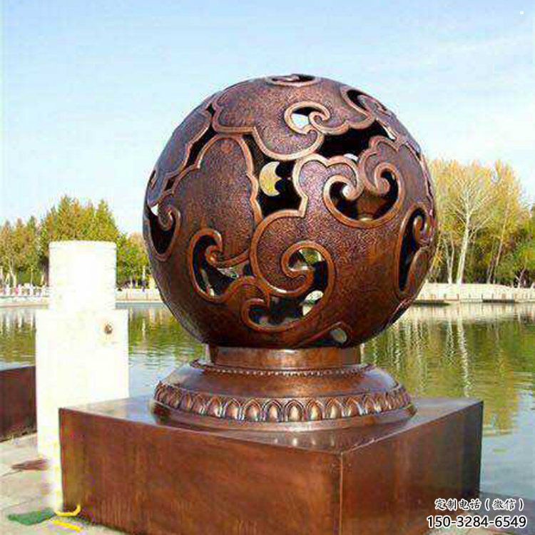 鏤空球雕塑標(biāo)準(zhǔn)，陸地?cái)[件，烤漆鏤空球雕塑定制
