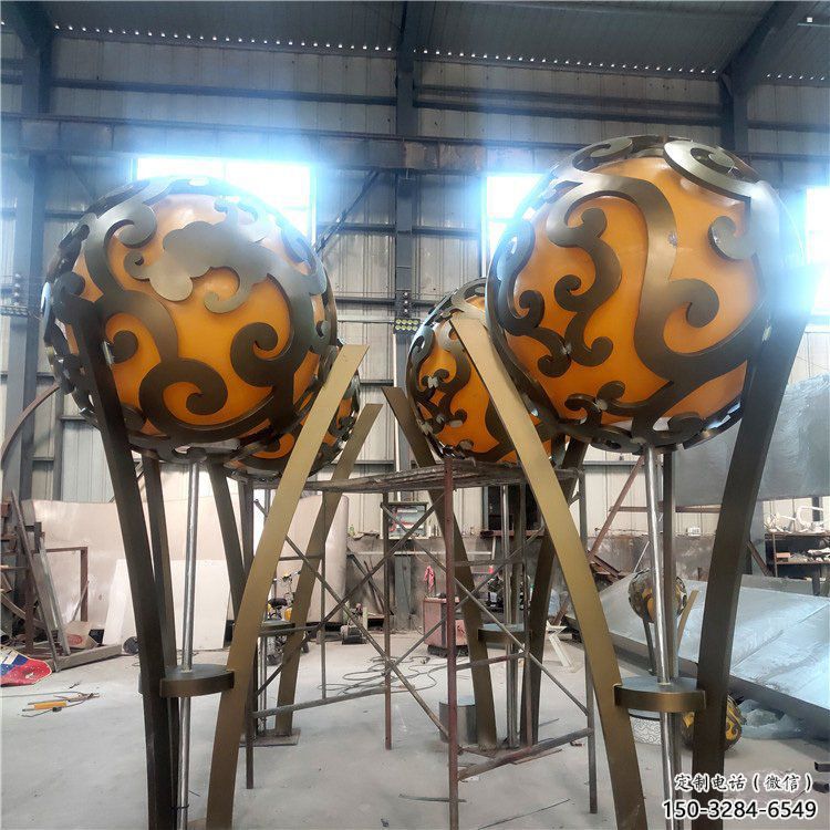 空心球雕塑提供，白鋼構件，鏤空空心球雕塑生產