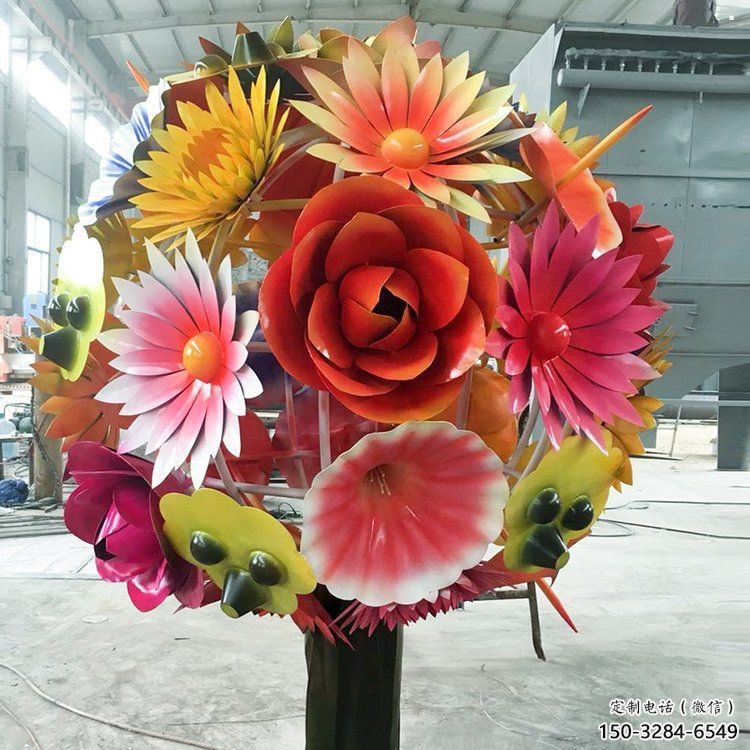 花球雕塑廠家，美陳雕塑，不銹鋼花球雕塑定制