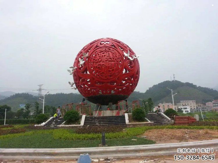 圓球雕塑訂做，街道標(biāo)識(shí)，烤漆圓球雕塑定做