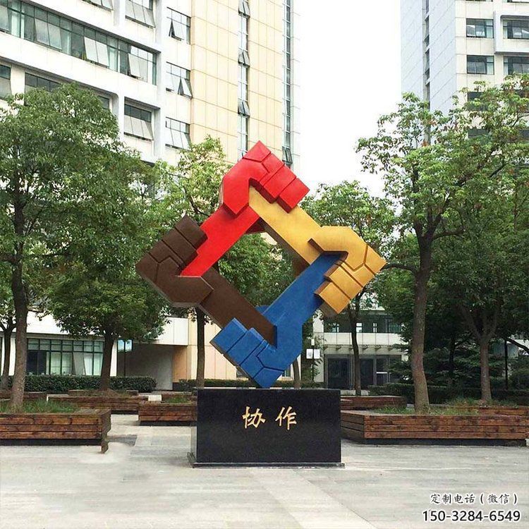 握手雕塑指用，多彩藝術，景觀不銹鋼握手雕塑廠家