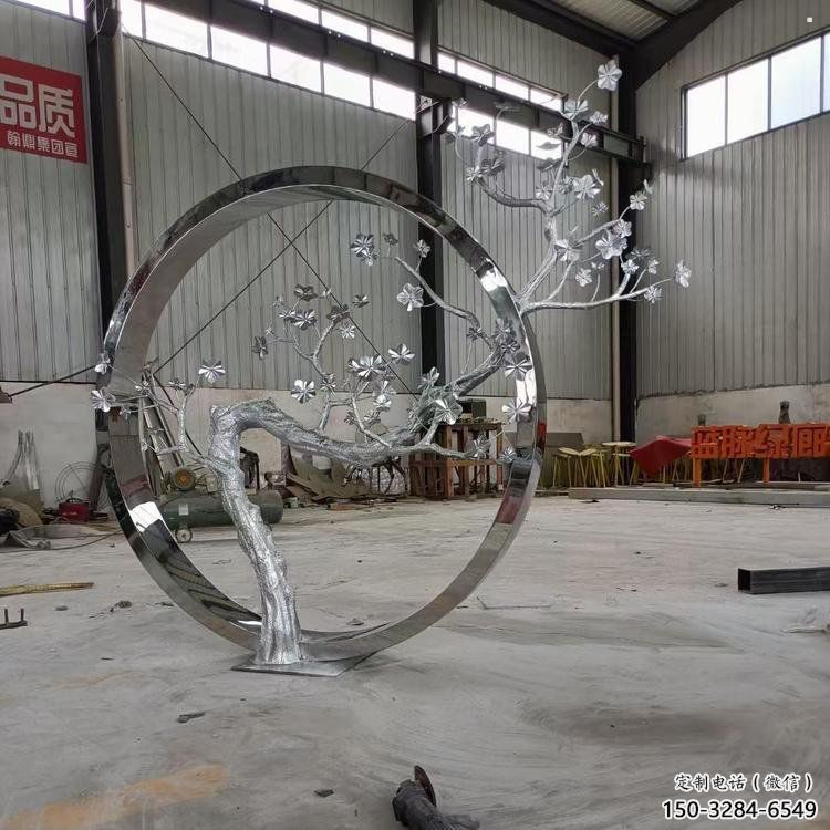 梅花樹(shù)雕塑制造商，戶外擺放，不銹鋼梅花樹(shù)雕塑供應(yīng)