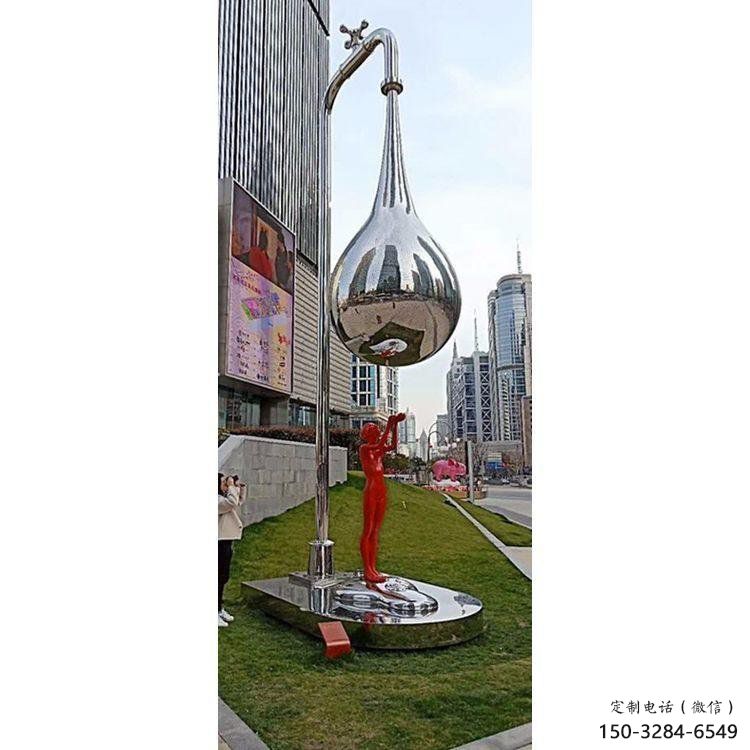 水滴雕塑專供，園林裝飾，不銹鋼鏡面水滴雕塑批發(fā)