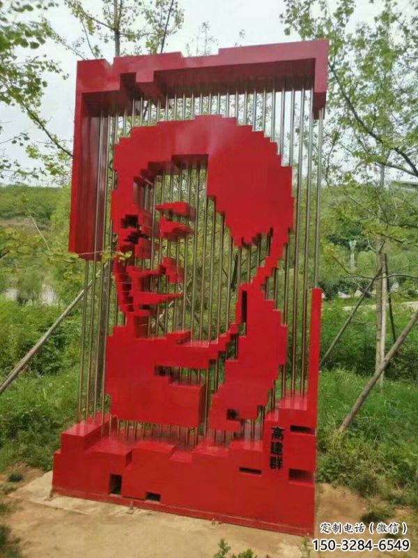 鏤空人頭像雕塑制造商，城區小品，烤漆人頭像雕塑定制