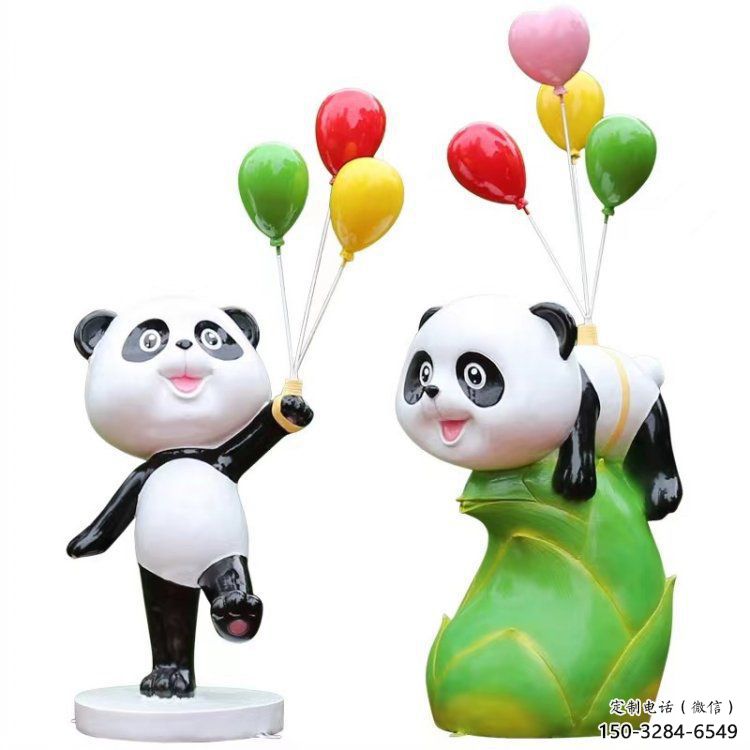 景區(qū)熊貓雕塑通用，陸地?cái)[件，卡通熊貓雕塑點(diǎn)擊