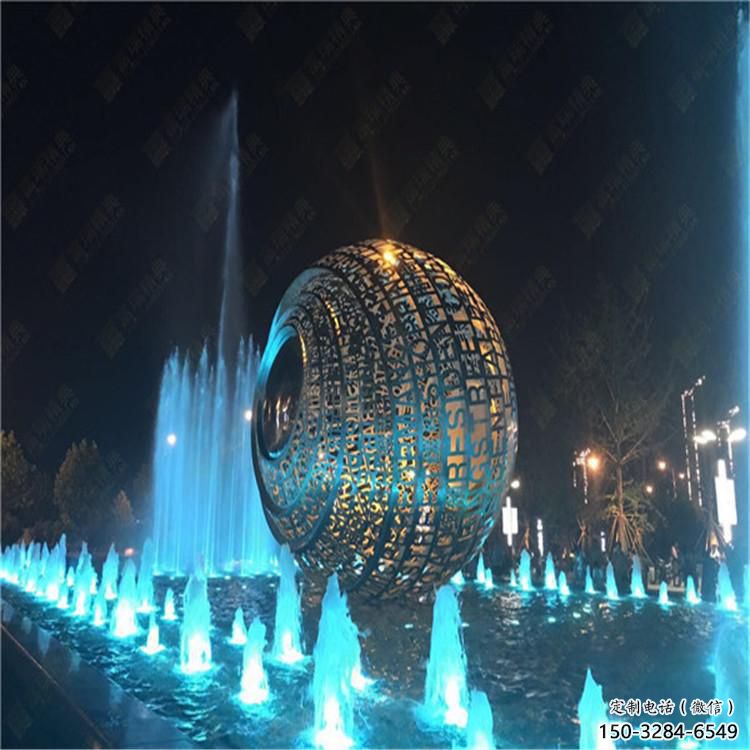 水景圓環(huán)雕塑，燈光配置，燈光圓環(huán)雕塑制作廠家