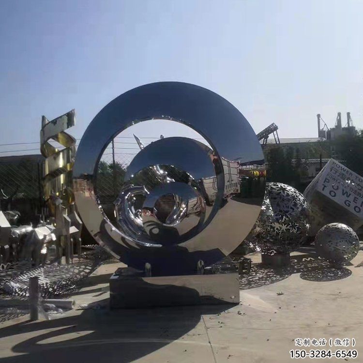 步行街圓環雕塑，鍛造景觀雕塑，鏤空方式