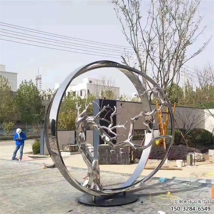 景墻圓環(huán)雕塑專供，美陳雕塑，社區(qū)烤漆圓環(huán)雕塑預(yù)定