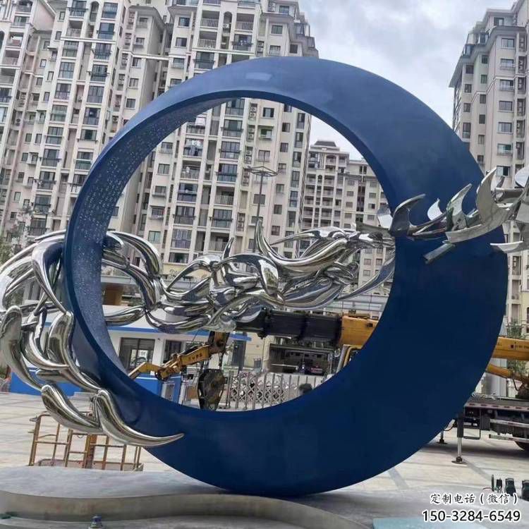 圓環雕塑訂做，城市雕塑，烤漆圓環雕塑專供