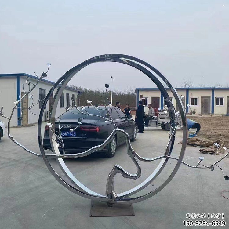 圓環樹雕塑點擊，景觀雕塑，不銹鋼圓環樹雕塑制作