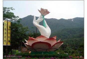 手拈花雕塑，街頭藝術，不銹鋼手拈花雕塑展品