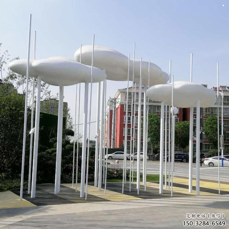 室內云朵雕塑，拉絲景觀雕塑，抽象效果