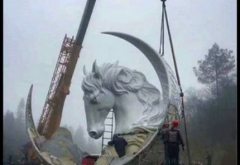 月亮雕塑通用，陸地擺件，各類月亮馬頭雕塑點擊