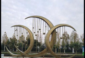大型月亮雕塑公司，花園小品，月亮水簾雕塑廠家提供
