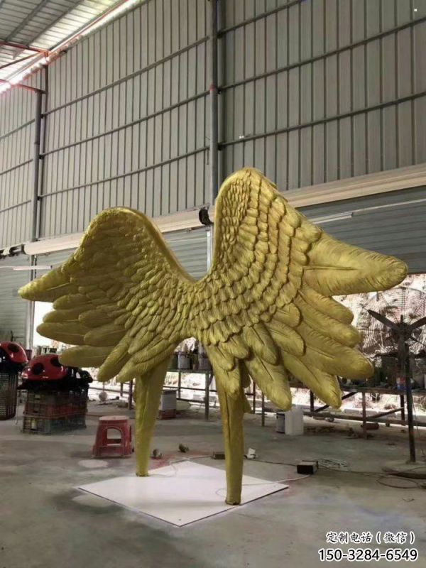廣場鳥翅雕塑批發，廣場系列，不銹鋼鳥翅雕塑定價