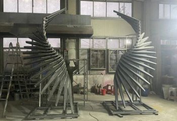烤漆天使之翼雕塑制造商，室外軟裝，翅膀雕塑制作承接