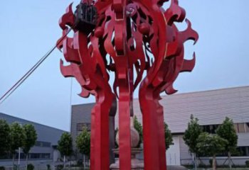 文昌火球雕塑，精神堡壘火球雕塑落地展示