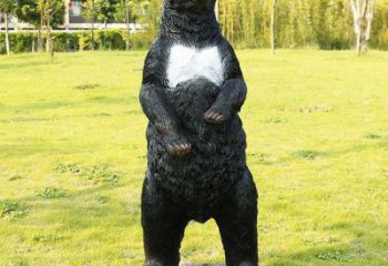宜昌街道黑熊雕塑，仿真動物雕塑，古銅效果