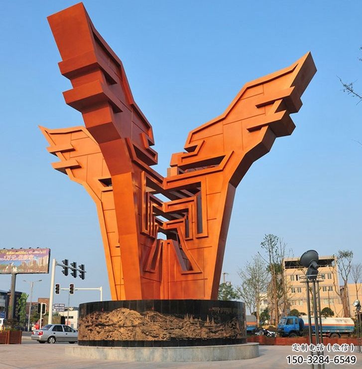 興慶城市精神堡壘雕塑，抽象建筑元素，廣場景觀雕塑小品