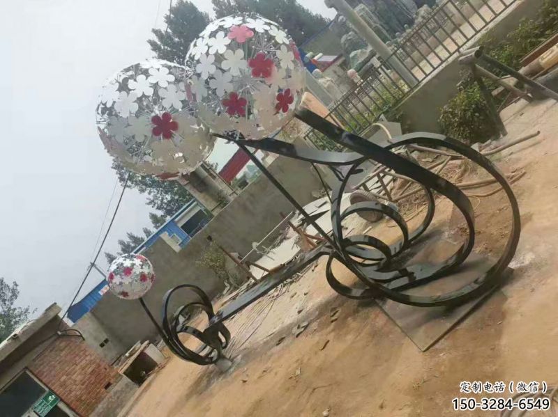 晉中大型蒲公英坐凳雕塑，現(xiàn)代元素設(shè)計(jì)，不銹鋼坐凳雕塑