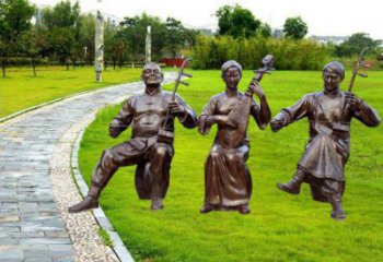 本溪拉二胡雕塑點(diǎn)擊，景觀雕塑，別墅民俗人物雕塑供求