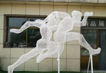 廣安鏤空跨欄雕塑制造商，透雕雕塑，鐵藝體育人物雕塑供給