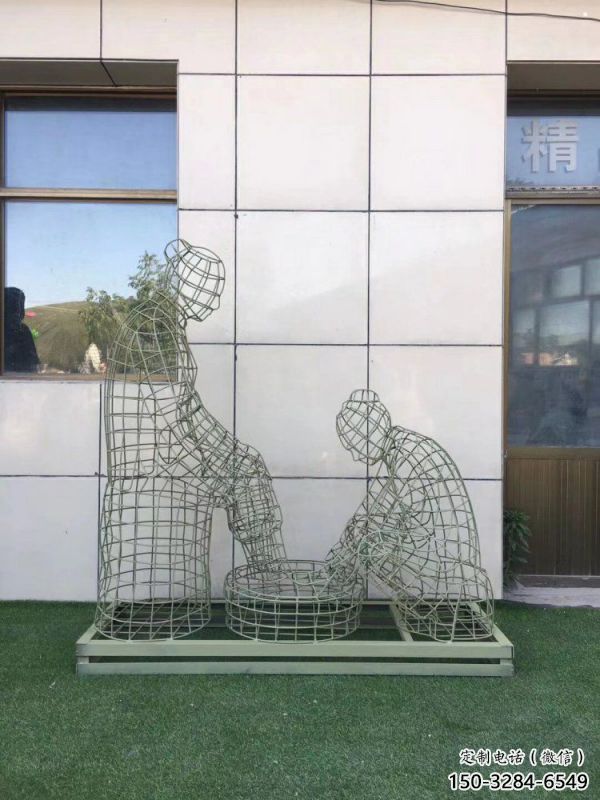 日喀則鏤空孝道雕塑通用，街景小品，鐵藝洗腳雕塑制造