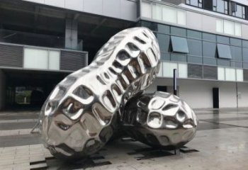 尼木花生雕塑制造，白鋼構(gòu)件，不銹鋼花生雕塑提供