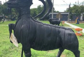 林周輪胎山羊雕塑供應，公園雕塑，鑄銅輪胎羊雕塑供求