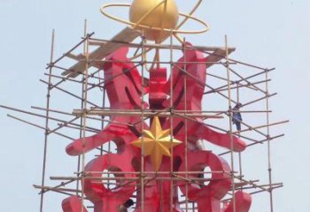 萬盛景觀科技之星雕塑選用，美陳雕塑，抽象不銹鋼科技之星雕塑標準