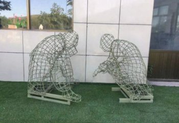 巴南鏤空下棋雕塑供需，廣場雕塑，鐵藝民俗人物雕塑選用