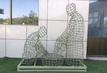 大渡口鏤空洗腳雕塑制作，園林裝飾，鐵藝孝道人物雕塑